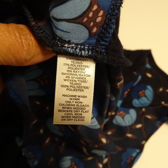 Ann Taylor Loft Women Blue Layered-Look Floral Long Sleeve Knit Top Size L - Picture 8 of 12